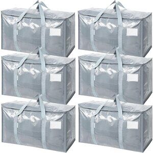 6 Pack Extra Large Moving Bags Heavy Duty with Zippers & Carrying Handles, Durab